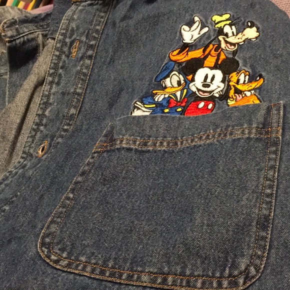 EUC,Disney denim LS Shirt, Mickey and Friends,LS,DENIM,SZ. LARGE, EMBROIDERED - Picture 2 of 3